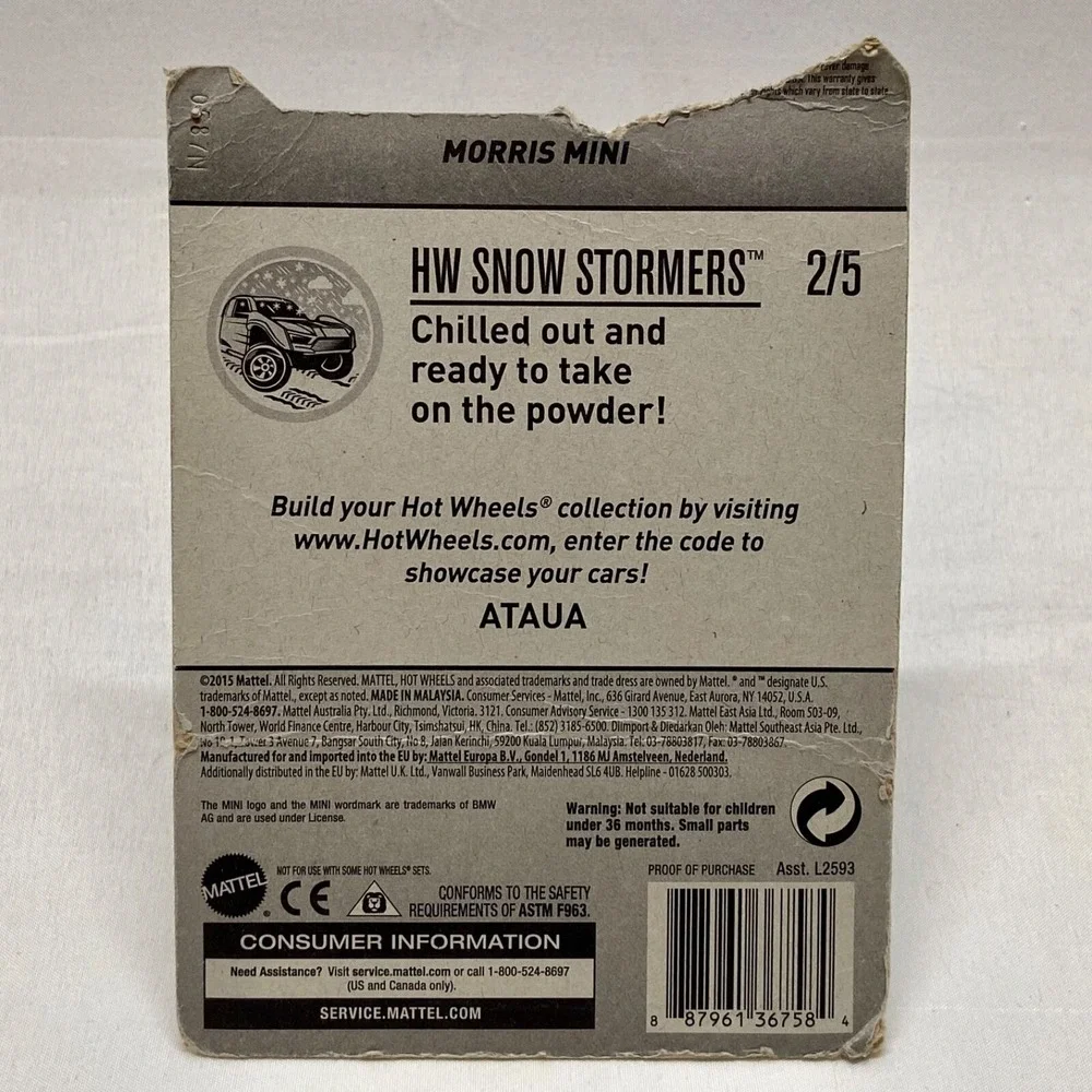 Hot Wheels Mini Morris 231/365 Light Blue HW Snow Stormers 2/5 Die-cast 1:64 Car